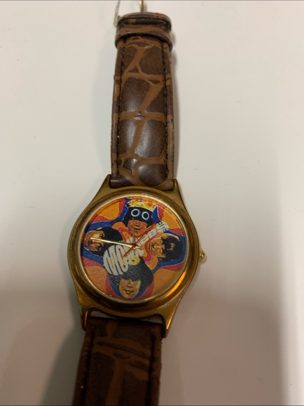 The Monkees Vintage Psychedelic Face Graphic Watch in Brown and Gold